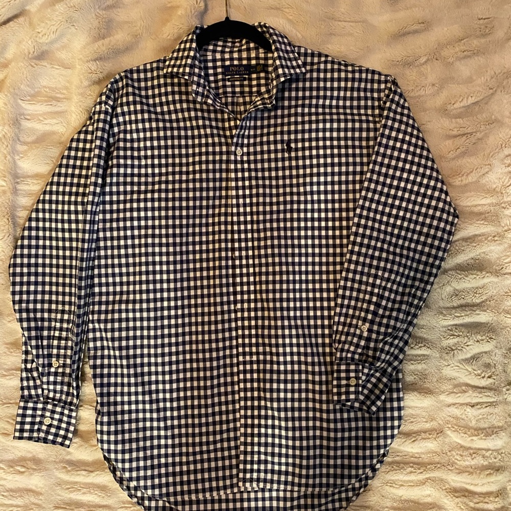 Polo Nautical button up blue checkedBeautiful